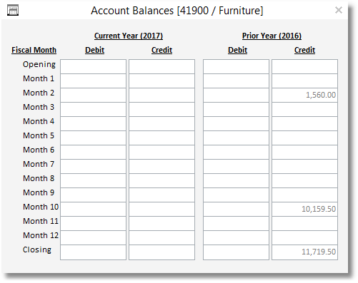 acct balances window