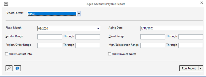 aged ap report window