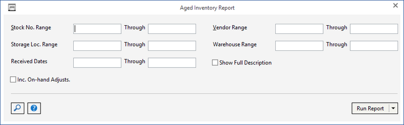aged invent report window