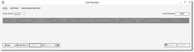 cash receipts - new