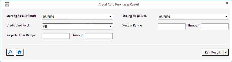 cc purchases report window