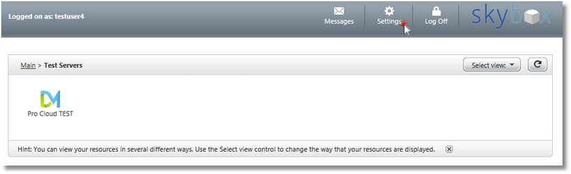 cloud- log in - select settings