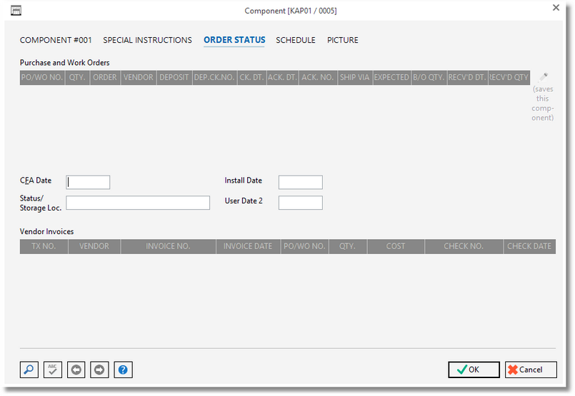 component - order status window