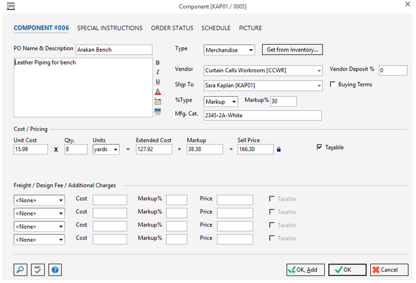 component - piping comp  for wrk rm example