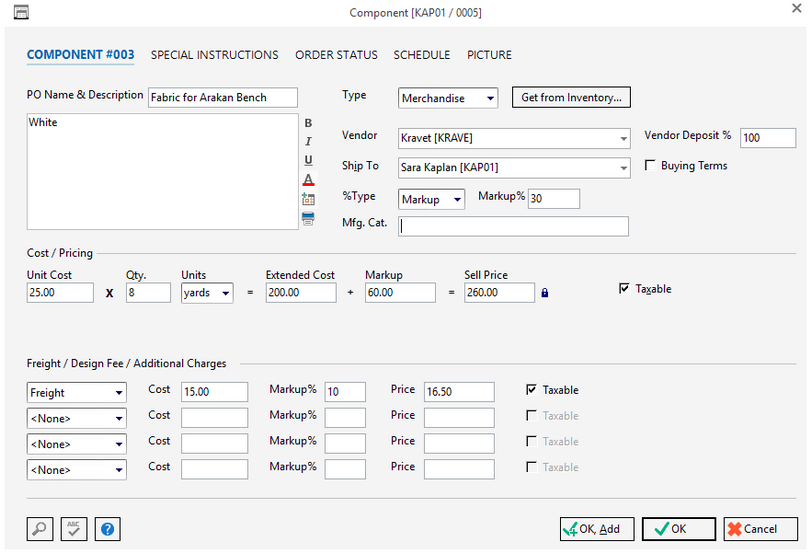 component -comp for wrkrm example