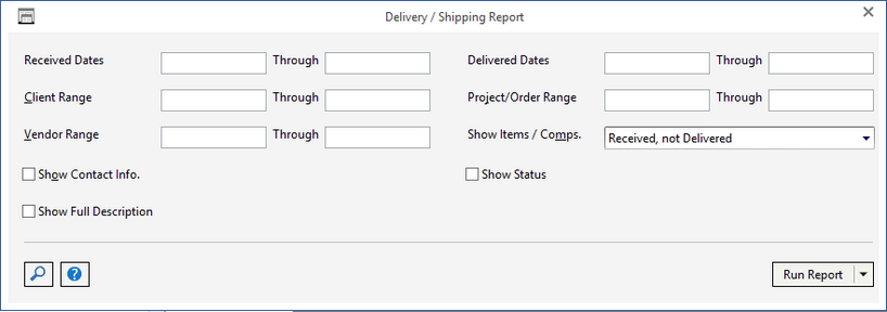 deliv ship report window