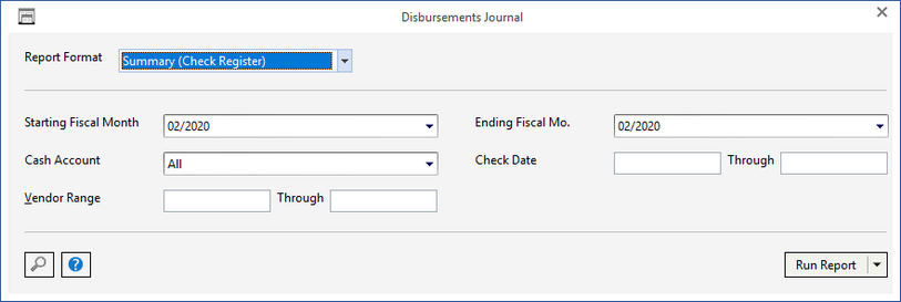 disb journal report window