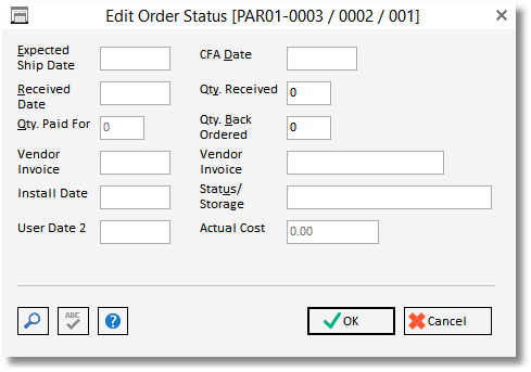 edit order status window