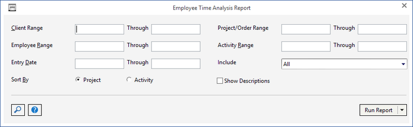 empl time analysis report window