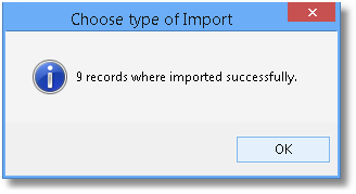 import successful window