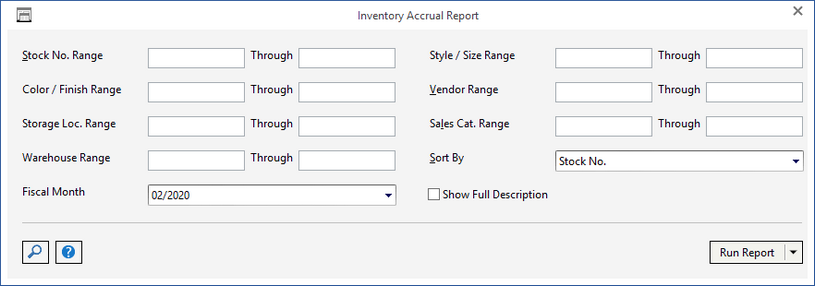 invent accrual report window