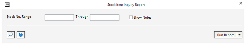 invent stk item inq report window