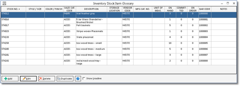 inventory stock glossary after import