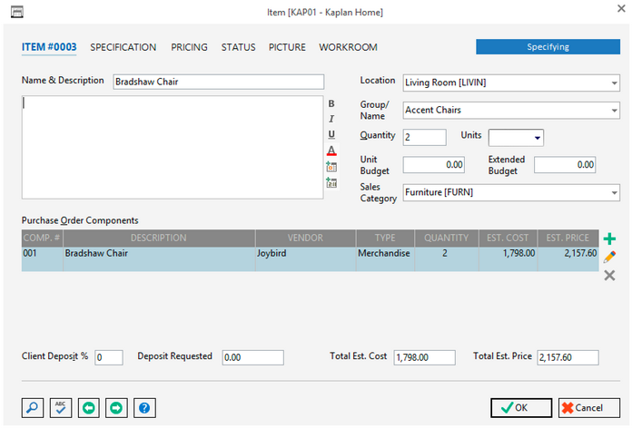 item window for group example