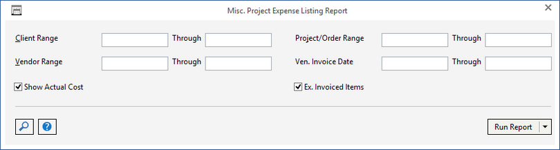 misc proj exp report window