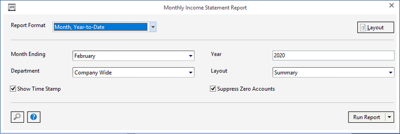 monthly inc stmt report window