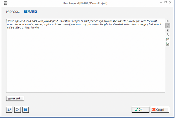 new proposal - remarks tab