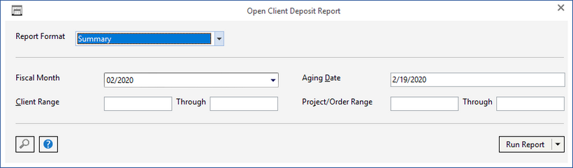 open client dep report window