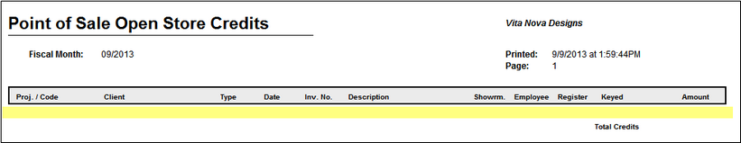 open store credits report example
