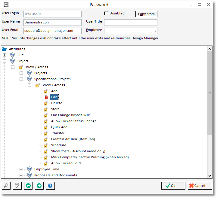 Password Window - Attributes Expanded