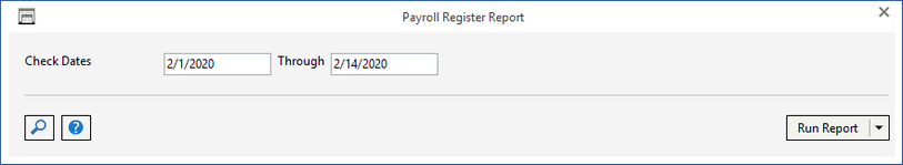 payroll reg report window