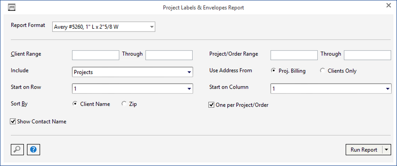proj label report window