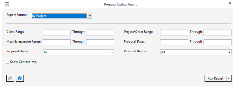 prop list report window
