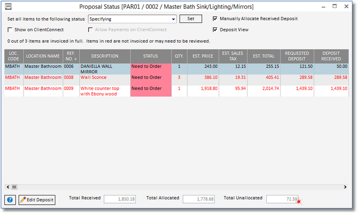 proposal status window-manually allocate-example