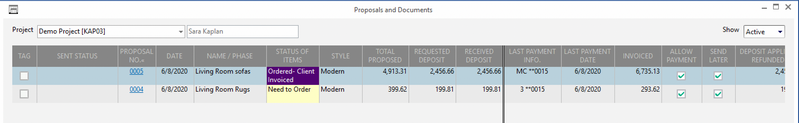 proposals and documents window