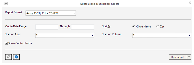 quote label report window