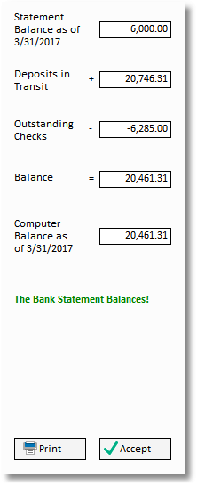 rec cash window - exampleBalance