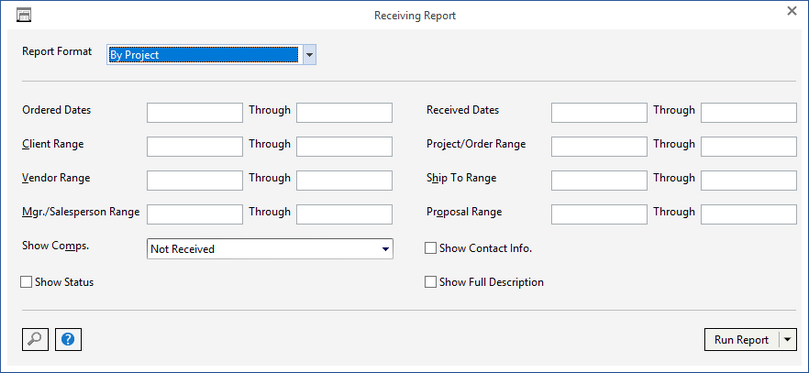 receiving report window