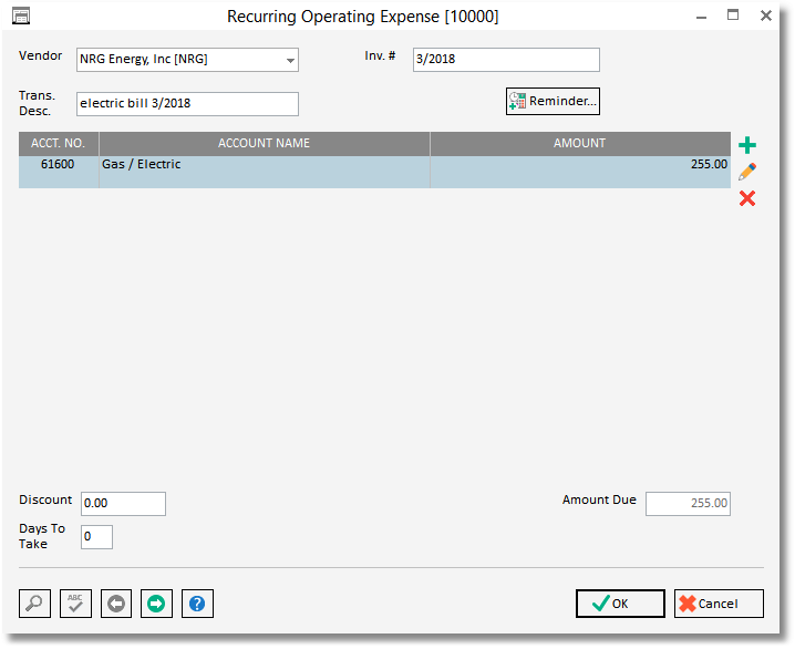 recurring opp exp - example