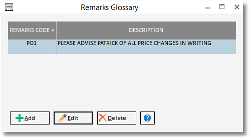 remarks glossary