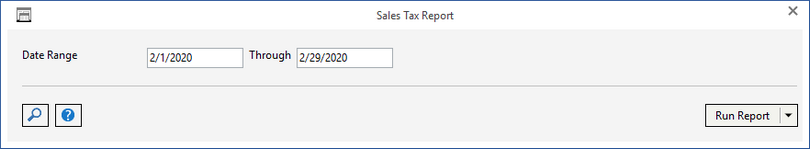 sales tax report window