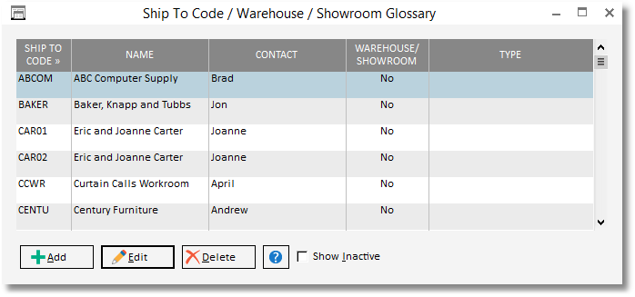 ship to glossary