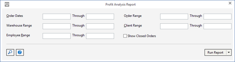 shwrm prof analysis report window