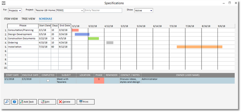 spec window- schedule view