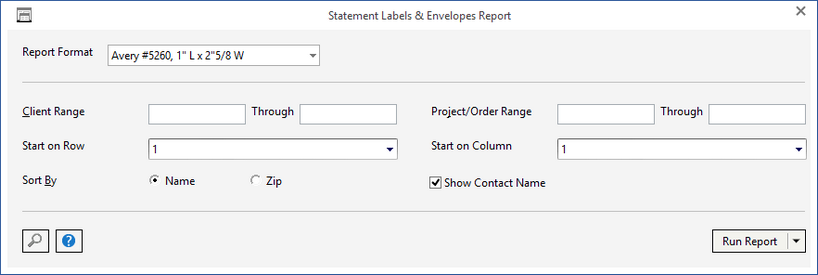 stmt label report window