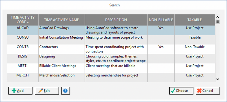 time activity glossary-search