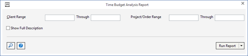 time bud analysis report window