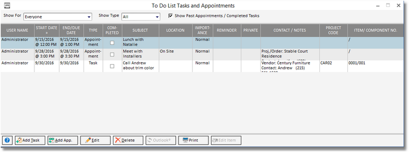 to do list task window main list