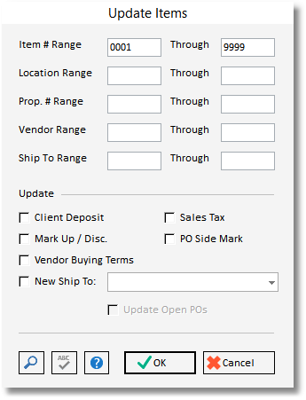 update items window
