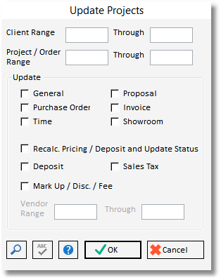 update projects window