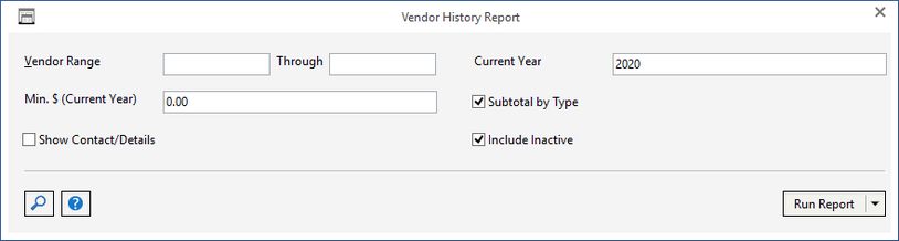 vend hist report window