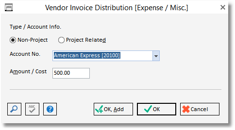 vend inv dist - exp bill-nonproj_pay CC example