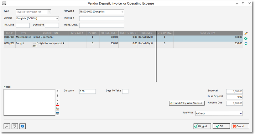 vend inv proj po example
