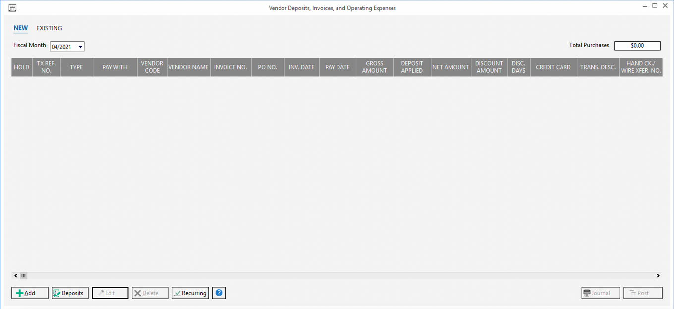 vendor dep_invoices window-new